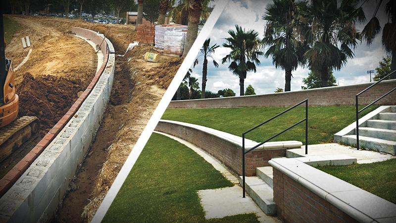 LSU retaining wall project